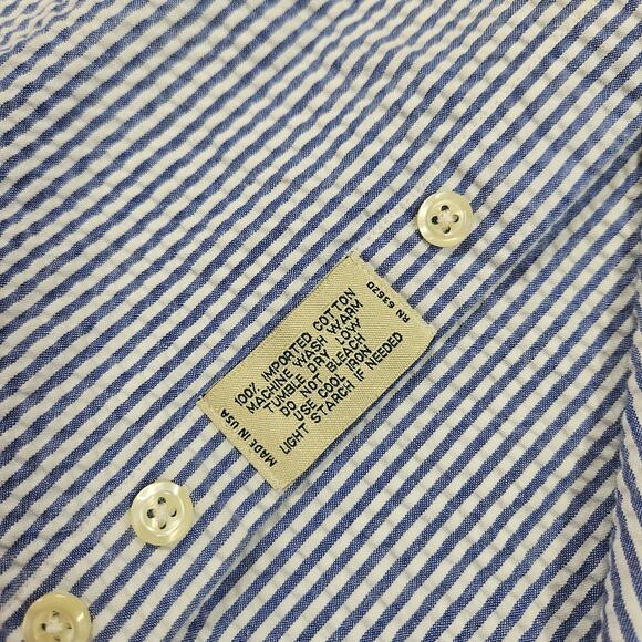 Gitman Bros Seersucker Shirt Mens M Button Down Short Sleeve Business Striped - Picture 8 of 14